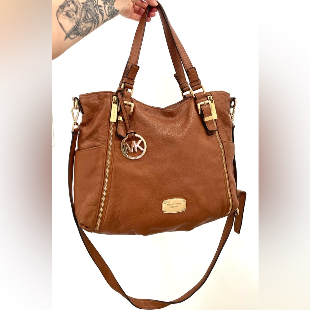 MICHAEL KORS✨Large Saddle Brown Lillie Double Zip Tote